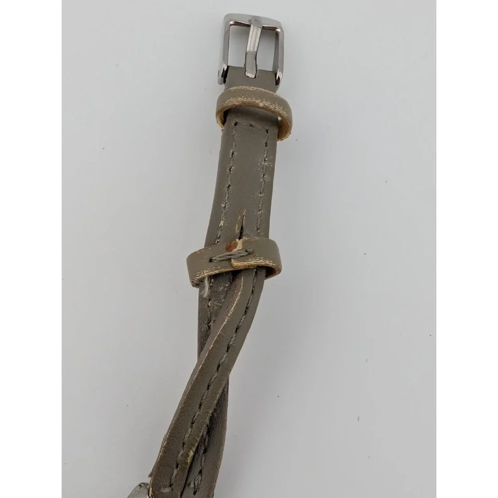 Women's Silver 27mm Watch Twisted Gray Faux Leather Band- New Battery‎